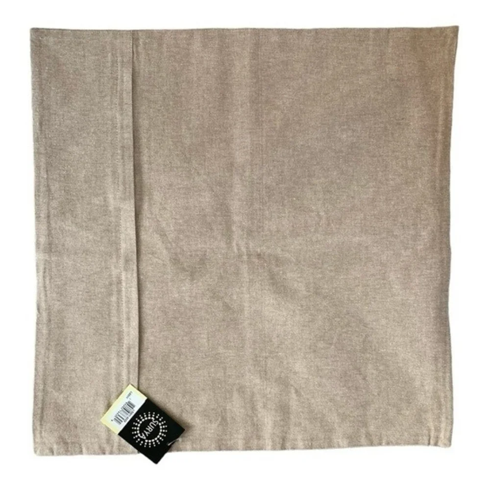 Surya Montpellier 22x22 Cotton Pillow Cover Camel Tan White Woven India NWT